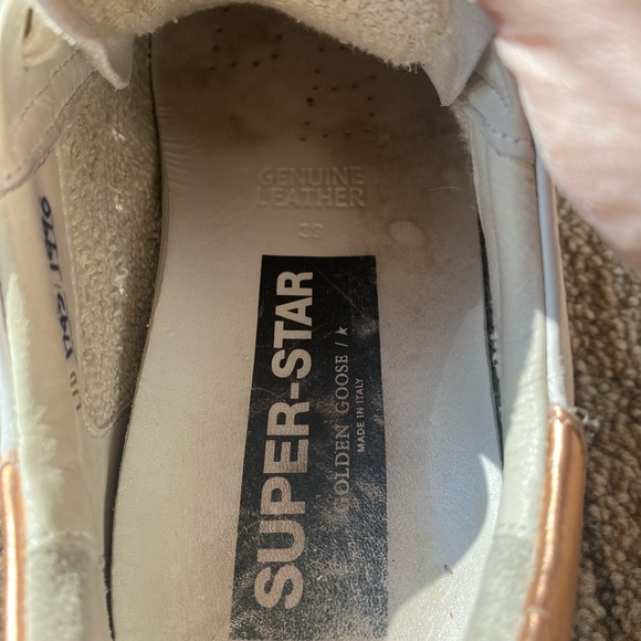Golden Goose Super Star Low Too Sneaker- Optic White with Peach Pink Metallic - Picture 7 of 8